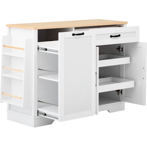 Aparador de Cocina con 2 Cajones y Estantes, Diseño Moderno, para Comedor en MDF, Blanco, 115 x 40 x 87 cm (1/5)