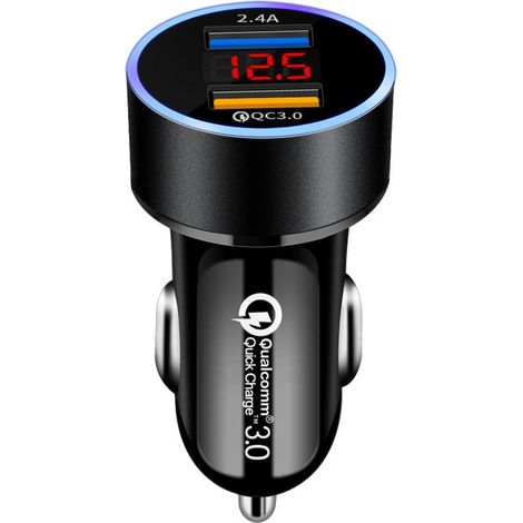 Presa caricabatterie USB per auto da 22,5 W, spina per auto PD&QC 3.0 da 12 V/24 V con voltmetro a LED e interruttore On/Off, caricabatterie rapido per auto, barca, camion, golf, Mo (1/5)