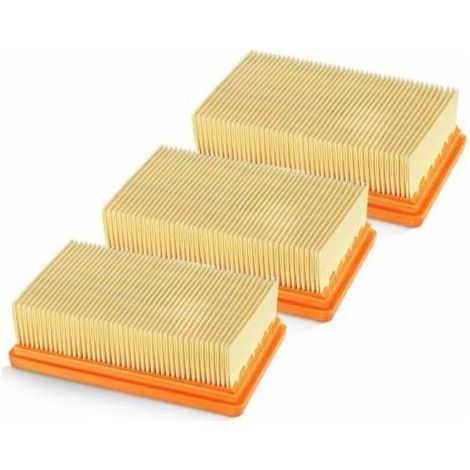 Lot de 3 filtres plissés plats de rechange pour aspirateurs eau et poussière Karcher MV4, MV5, MV6, WD4, WD5, WD6, WD4P, WD5P et WD6P (remplace la référence 2.863-005.0) (1/4)