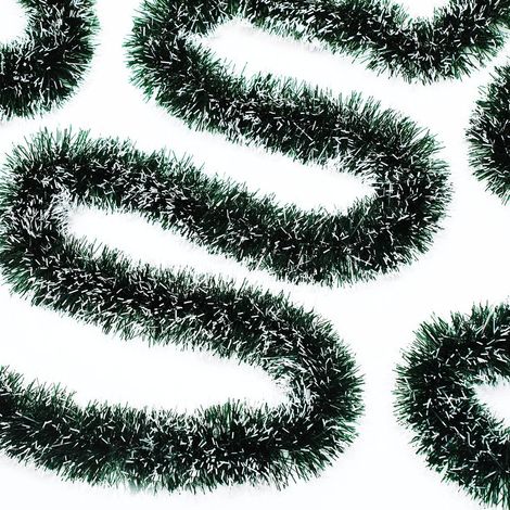 x Weihnachts-Lametta-Girlande, Halloween-Lametta-Girlande, Metallic-Girlande, Frostspitze, Weihnachtsdekoration zum Aufhängen für drinnen und draußen, Halloween-Dekoration, Disco-Party-Zubehör, 2 m la (1/4)
