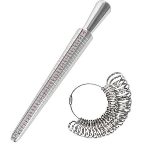 Outil de mesure de la taille des doigts pour bagues de calibre 41 à 76 avec 3 échelles de mesure (UE, États-Unis, Royaume-Uni) (1/5)