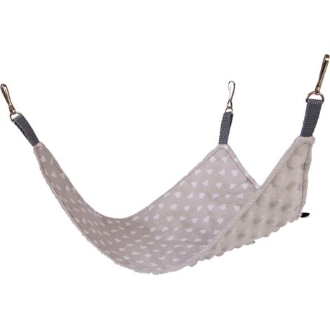 Hamac triangulaire pour rongeurs en forme de cœur + tissu minky gris (1/4)