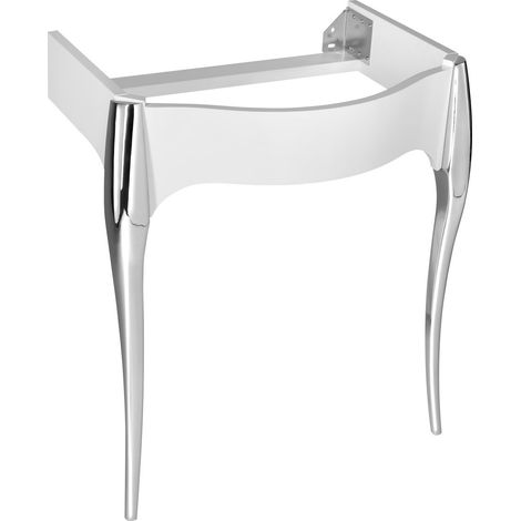 Meuble RETRO laqué blanc pour vasque 73 cm, pieds chromés