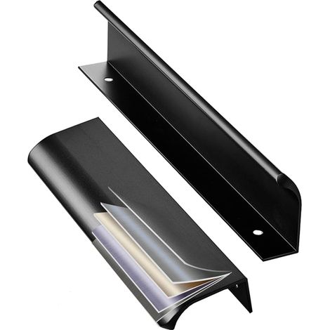 (2 Stück) 128 mm verdeckte Küchenschrankgriffe, Türgriffe, Griffe aus Aluminiumlegierungsprofil, integrierte Griffe, schwarze Schrankgriffe