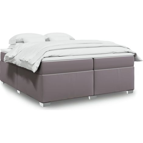 Boxspringbett mit Matratze Grau 200x200 cm Kunstleder (1/5)