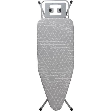 Table a Repasser 120 x 45 cm,Planche a Repasser Pliable,pour Centrale Vapeur,Système Anti-Fermeture,Hauteur Réglable,avec Housse en 100% Coton,Support de Fer Intégré, Pieds Antidérapants(Gris) (1/5)