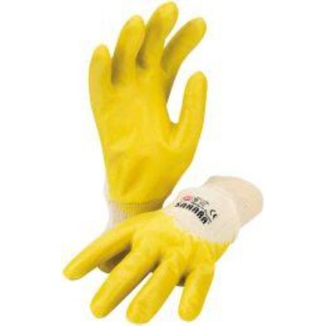Gant Sahara 100 Taille 9 jaune tricot de coton avec nitrile EN 388 (1/5)