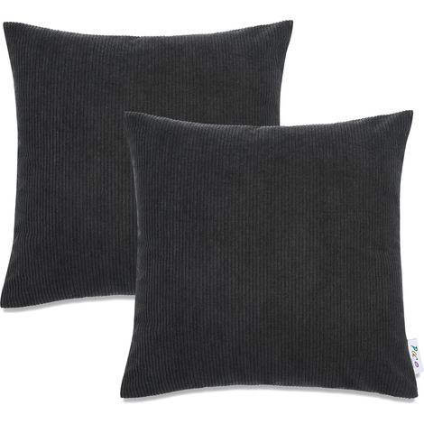 Paco Home Dekorative Kissenbezüge Kordsamt Kissenhülle Set Kissen Sofa Deko Zierkissen 2pcs-Set, Schwarz 2