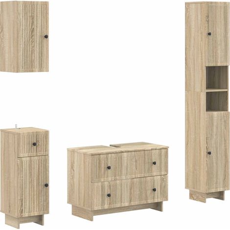 Maison Exclusive - Set di Mobili da Bagno da 4 Pezzi EDE Rovere Sonoma (1/5)