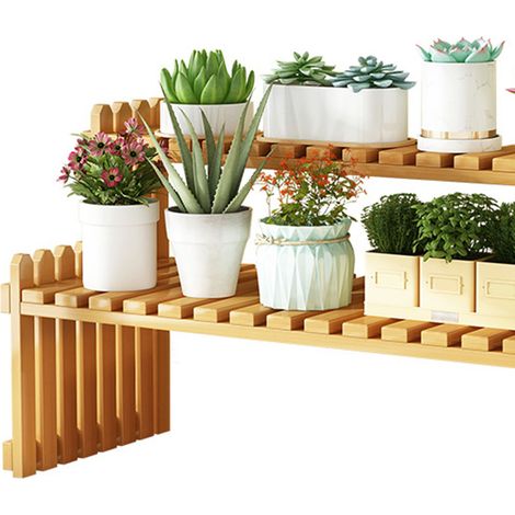 Support de table en bambou pour plantes, étagère à fleurs de bureau, pour intérieur et extérieur, maison, patio, pelouse, jardin, balcon, grande taille 60 cm/23,62 pouces (1/4)
