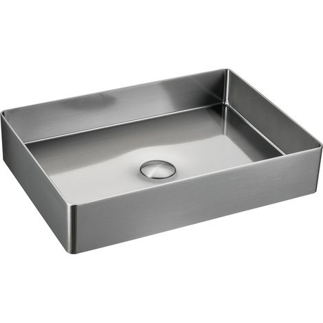 AURUM lavabo en acier inoxydable 50x35 cm, y compris le drain, acier inoxydable brossé (1/2)