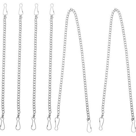 Set di 6 catene in ferro argentato con anelli, lunghezze 25 cm e 50 cm, molto resistenti, per poster, insegne e striscioni, per uso domestico e commerciale. - AquaForge (1/5)
