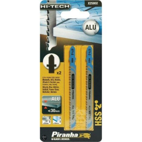BLACK&DECKER - PIRANHA - 2 LAME PER SEGHETTO ALTERNATIVO PER TAGLI RAPIDI ALLUMINIO E PLASTICA - LUNGHEZZA LAMA 72MM
