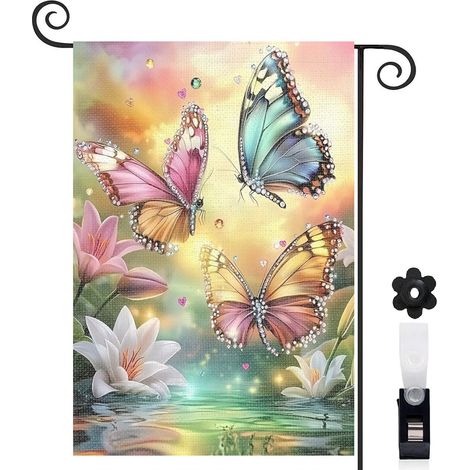 Drapeau de jardin vertical décoration extérieure toile durable double face 30 x 45 cm pour entrée maison (1/5)