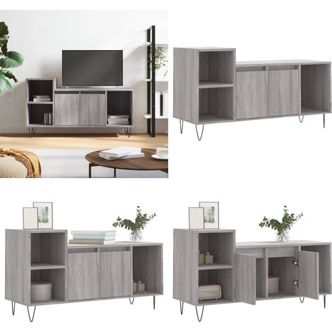 Meuble TV Sonoma gris 100x35x55 cm Bois d'ingénierie - Meuble Tv - Meuble Téléviseur - Support Tv - Unité Tv - Meuble Salle Séjour - Home & Living (1/5)
