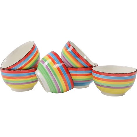Müslischale IBIZA 14x8 cm - 6er Set - Farbe: bunt mit Längsstreifen