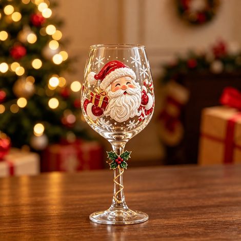 Verre à pied Père Noël Coupe de Noël Décorative en Verre Résistant 301-400ml – Livraison gratuite