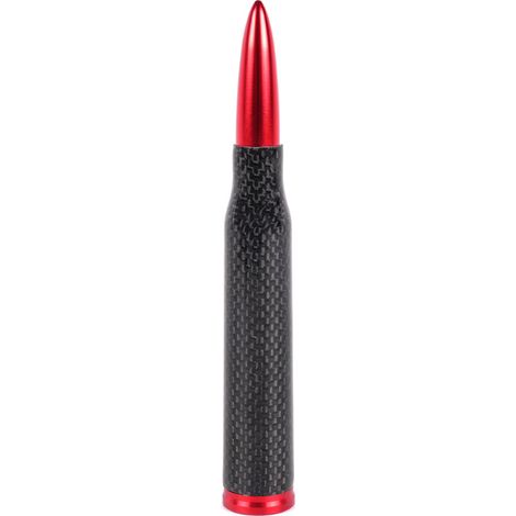 Car customization roof antenna, carbon fiber bullet shape, universal non-signal decorative accessory - red (1/4)