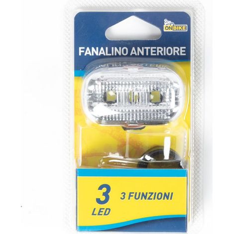 Fanale anteriore bici tre LED bianchi aggancio al telaio (1/3)