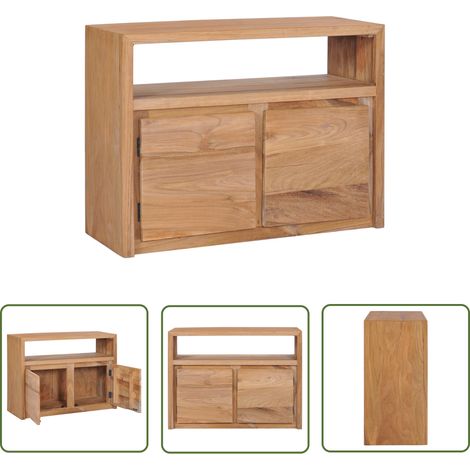 The Living Store Sideboard 80x30x60 cm Massivholz Teak - Teakholzmöbel - Holz Sideboard - Rustikal Wohnzimmer - Sideboard Mit Schubladen - Vintage Möbel (1/5)