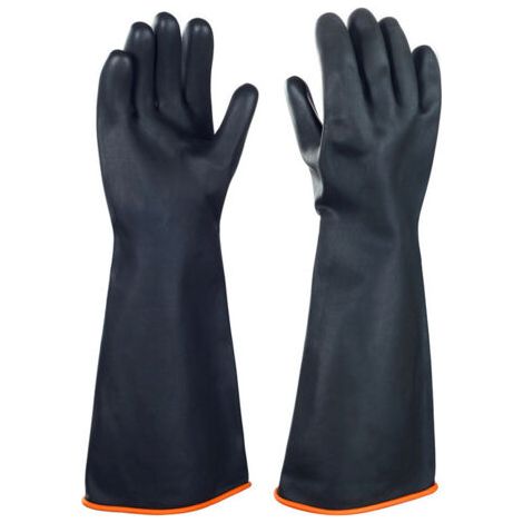 Gants en latex résistant aux produits chimiques gants de protection longs en caoutchouc de sécurité industrielle, gants noirs résistants, 1 paire,35cm (1/4)