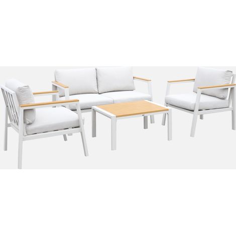 Conjunto de jardín en aluminio y polywood, 4 plazas