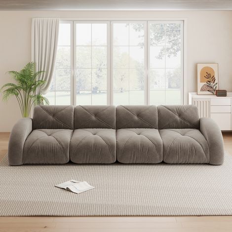 Canapé sans cadre, canapé modulable extra-large quatre places, tissu chenille confortable, idéal pour le salon, design antidérapant, aucun montage requis, marron (1/5)