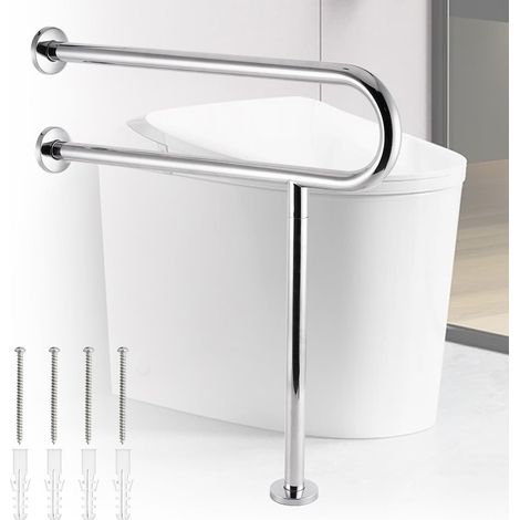 Barres d’appui WC en Acier Inoxydable 70cm Supporte 250kg Rails Barre d’appui des Toilettes Mains Courantes Bar de Soutien de Salle de Bain pour Femme Enceinte âgée Handicapée (1/5)