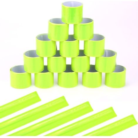 Lot de 20 brassards réfléchissants, sangles de sécurité haute visibilité pour chevilles et poignets, brassards réfléchissants à boucle adaptés aux enfants et aux adultes pratiquant le cyclisme, l (1/5)