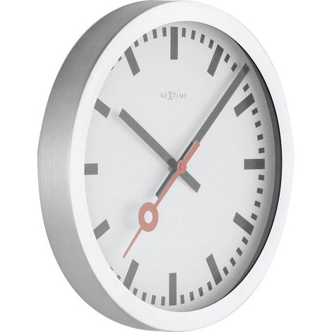 Horloge de Table et Murale Silencieuse en Aluminium Blanc avec Aiguille Rouge Ø 19 ou 35 cm - PANGIVO (1/5)