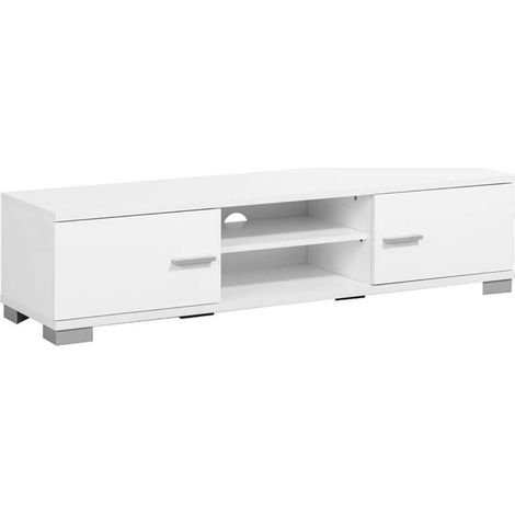 Meuble TV 2 portes 140cm 2 niches laqué blanc - PALLADIO