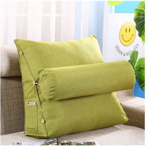 Coussin Triangle de Chevet de Couleur unie - Lin-Vert3 - Déhoussable - Synthétique - Chambre - Uni (1/2)