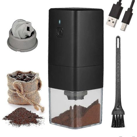 Moulin à café électrique portable, petit moulin à café carré avec plusieurs réglages de mouture, moulin à café rechargeable USB 1300 mAh (1/5)