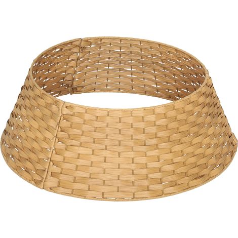 HOMCOM falda para árbol de Navidad rústico, diseño tejido, cubre pie para árbol de Navidad para fiestas, decoración navideña, Ø68x22 cm, natural (1/5)