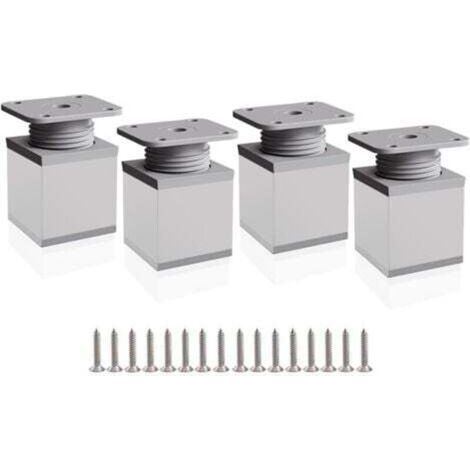 Gambe per mobili regolabili, 4 gambe per armadietti, 50 mm, altezza regolabile 0-20 mm, gambe in alluminio per tavoli, scrivanie, divani e mobili fai da te