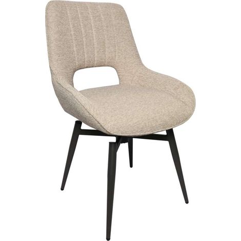 Pack de 2 sillas de comedor giratorias DARA de 61x54,5x88,5 cm, tejido beige (1/4)