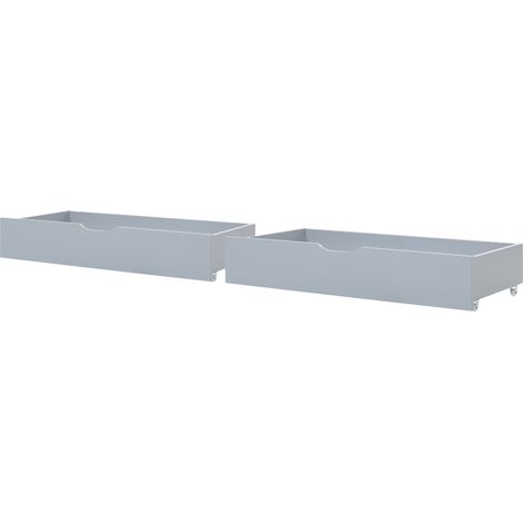 Conjunto de 2 cajones de almacenaje para cama de madera maciza gris Cronat