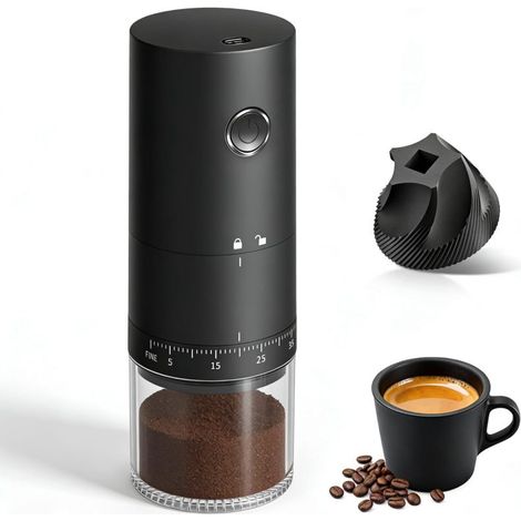 Beyamis Moulin café électrique portable - 38 réglages 2000mAh noir mat (1/5)