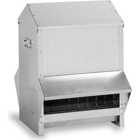 Mangeoire À Trémie Volailles Métal Galvanisé Avec Protection Anti-pluie 50kg - Gaun