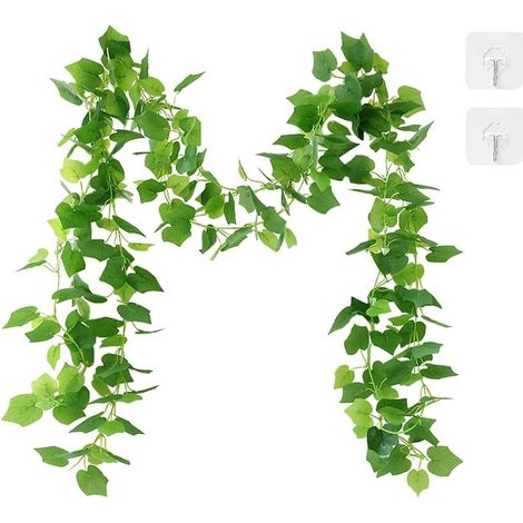 2 Pièces Guirlande, Lierre Artificiel, 240 cm, 135 Feuilles, Plastique, Vert, Mariage, Jardin, Intérieur (1/5)