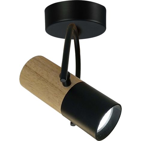 Applique murale Bovino noire bois clair métal 1xGU10 (1/3)