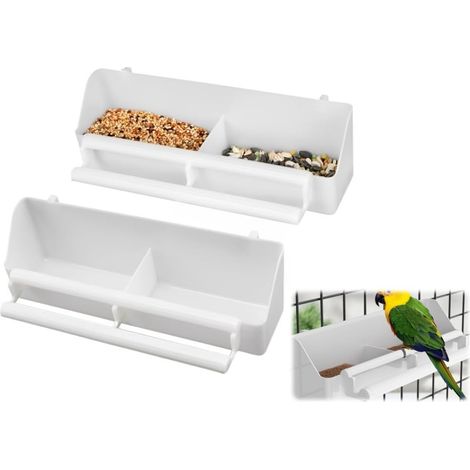 Lot de 2 gamelles à suspendre pour oiseaux - En plastique - Pour perroquets et oiseaux sauvages - Accessoires de cage à oiseaux (1/4)