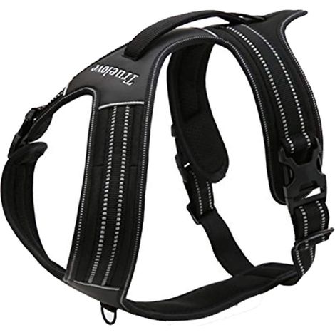 Réfléchissant Harnais De Chien Réglable Décourager Tirer Pet Gilet Durable en Nylon De Voiture TLH5551 (Noir, L) (1/5)