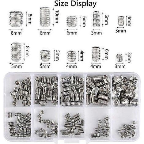 200-Piece Assortment of Hex Socket Set Screws - Flat Head (1/5)