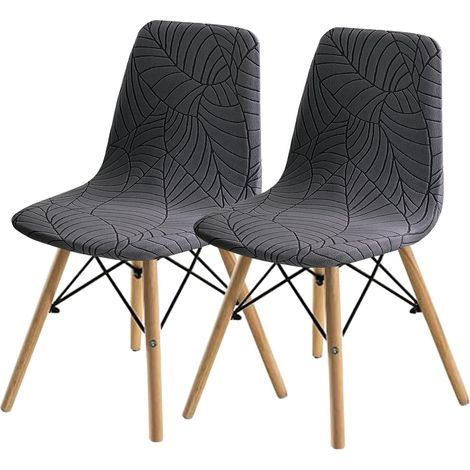 Lot de 2 housses de chaise de salle à manger, style médiéval, coque tendance et moderne (gris, 2 pièces) (1/5)