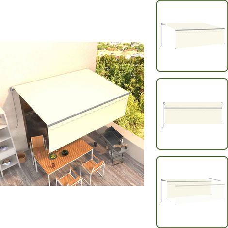 The Living Store Markise Manuell Einziehbar mit Rollo 4x3 m Creme - Markise Einziehbar (1/5)