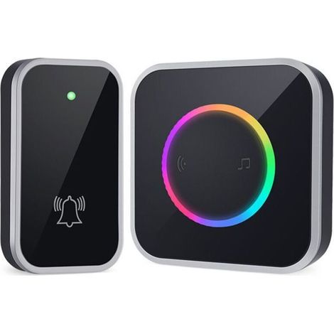 Bardusch - Sonnette sans fil,étanche IP66,400 m,batterie RGB amovible,sonnette sans fil d'extérieur,60 mélodies et 5 niveaux pour la maison (1/4)