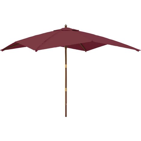 Parasol de jardin avec mât en bois 300 x 300 x 273 cm rouge bordeaux