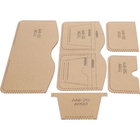 Gabarit acrylique 5 pièces pour portefeuille court, outils de moulage et de création de patrons en cuir faits main.