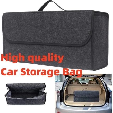 (Gris, Noir)Sac de Rangement - Accessoire Voiture - Grande Boîte en Feutre - Antidérapant - 50x24x15cm - Gris/Noir (1/4)